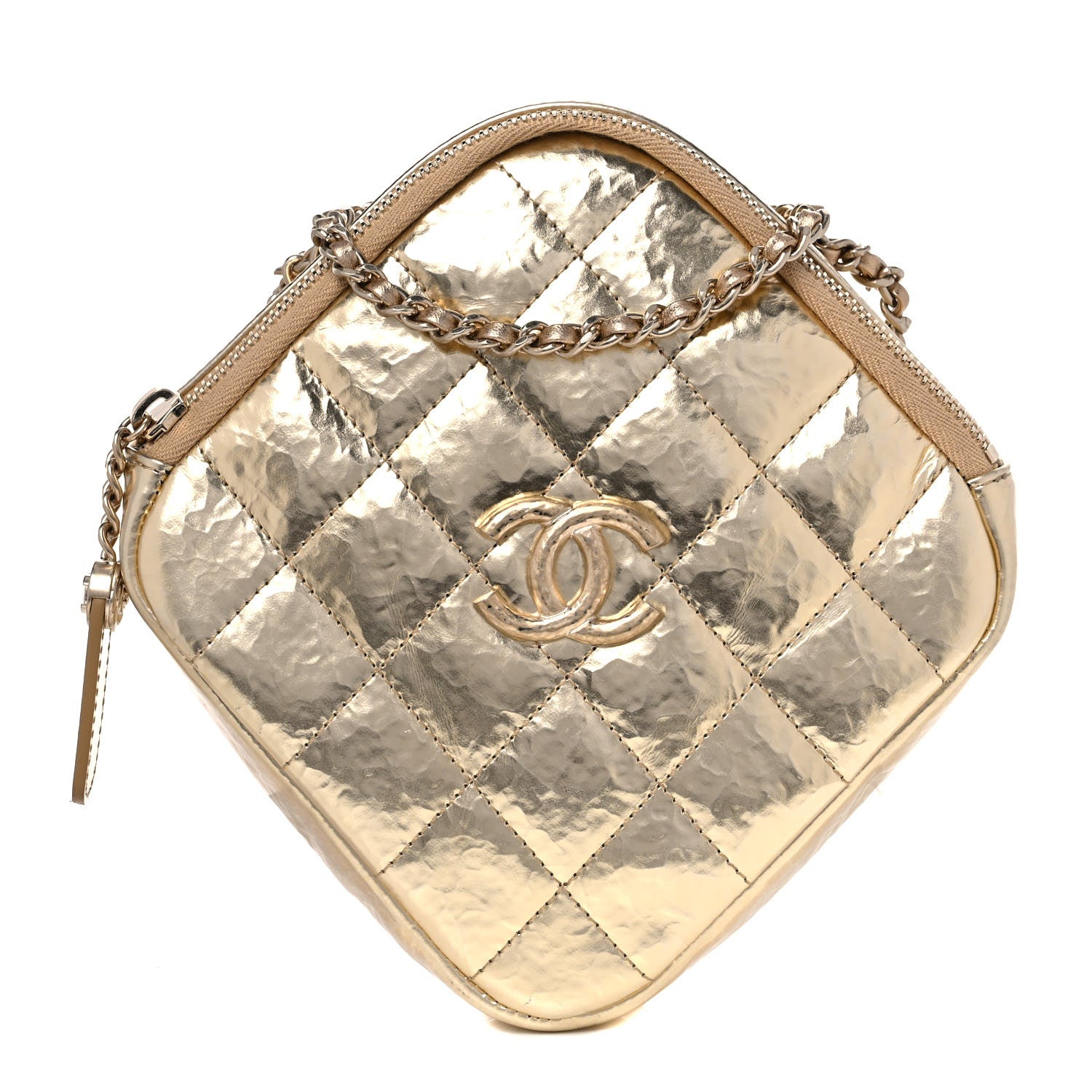 Chanel Hammered Metallic Calfskin Quilted Diamond Bag Gold 1 of 9