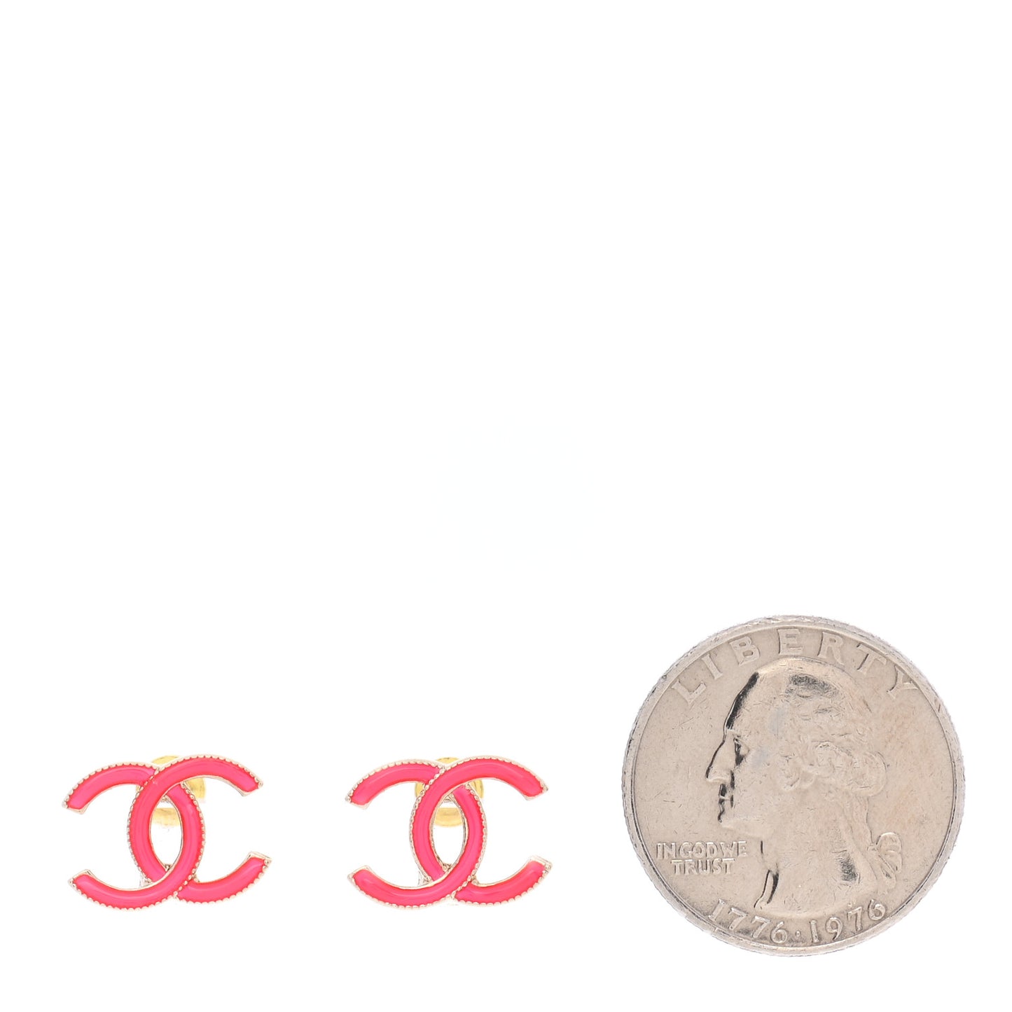 Enamel CC Earrings Pink Gold