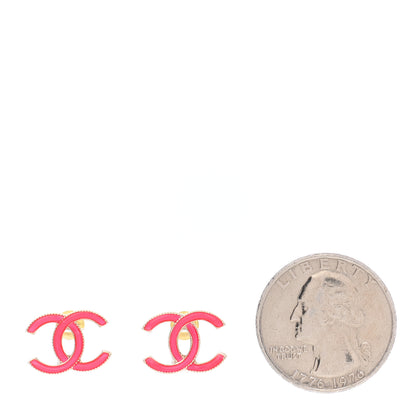 Chanel Enamel CC Earrings Pink Gold 2 of 5