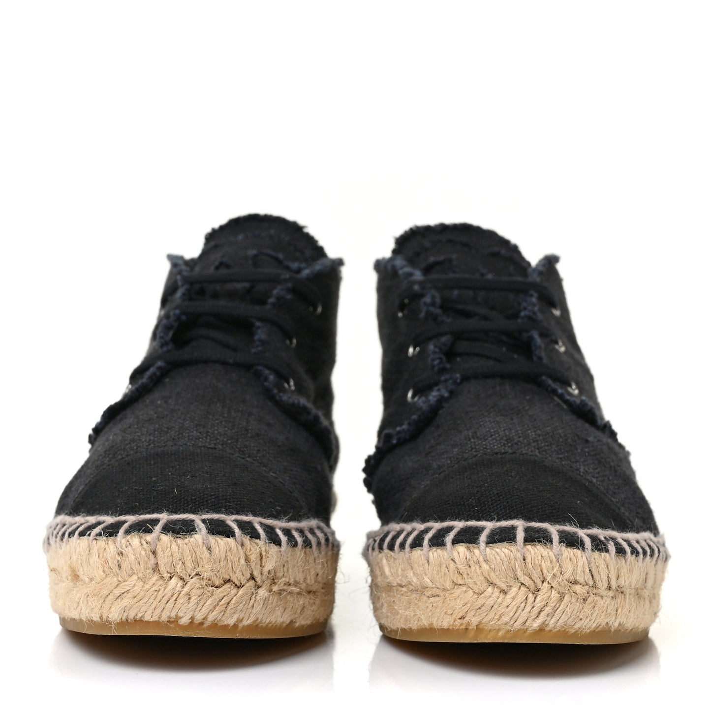 Canvas Cap Toe Lace Up Espadrilles 38 Dark Navy