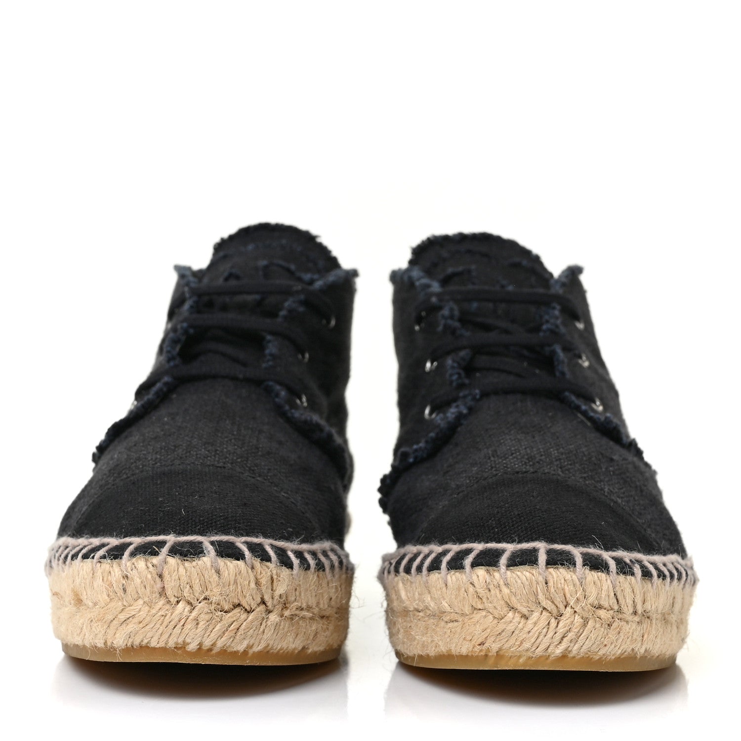 Chanel Canvas Cap Toe Lace Up Espadrilles 38 Dark Navy 2 of 9