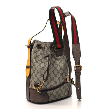 Gucci GG Supreme Monogram Neo Vintage Drawstring Bucket Backpack Beige New Acero Crop 2 of 10