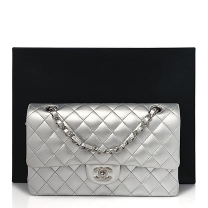 Chanel Metallic Lambskin Quilted Medium Double Flap Silver 19 of 19