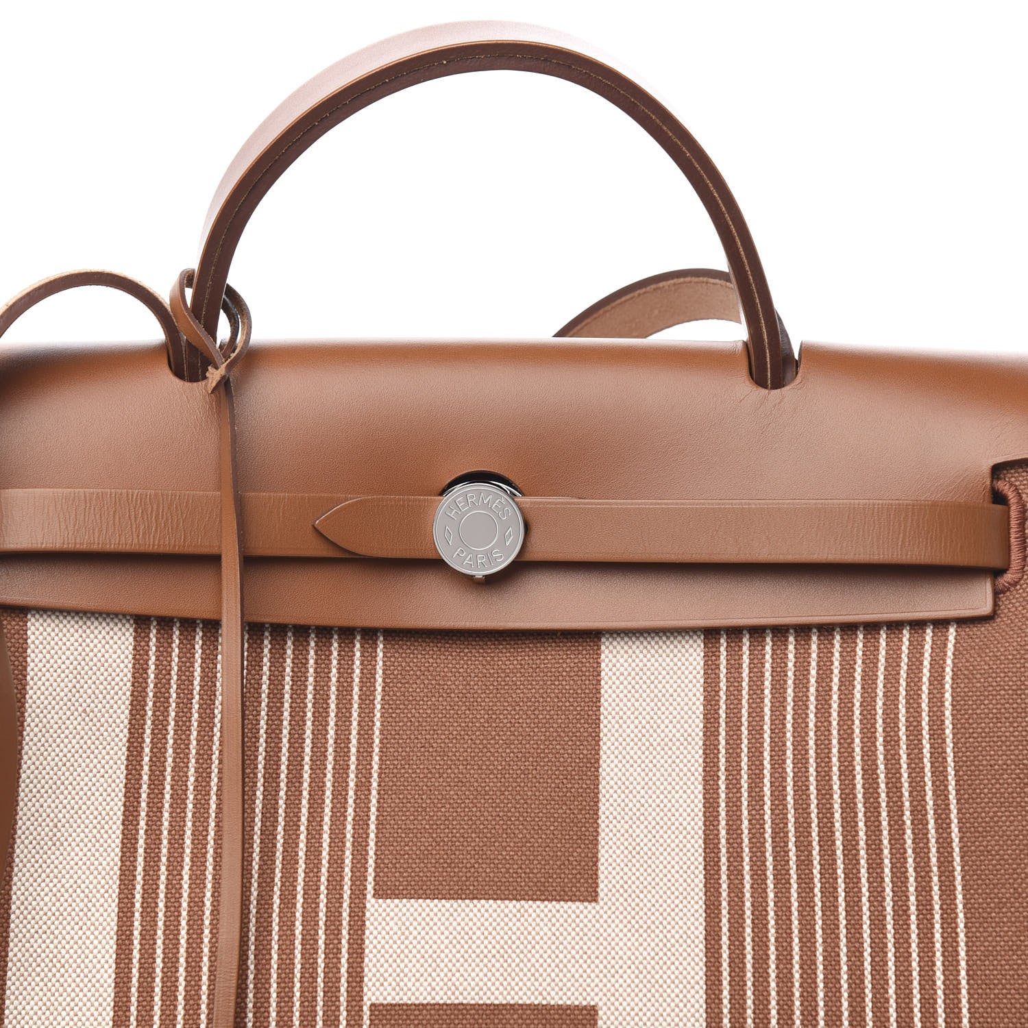 Hermes Vache Hunter Toile H Vibration Herbag Zip Retourne 31 PM Fauve Ecru Beige 8 of 12