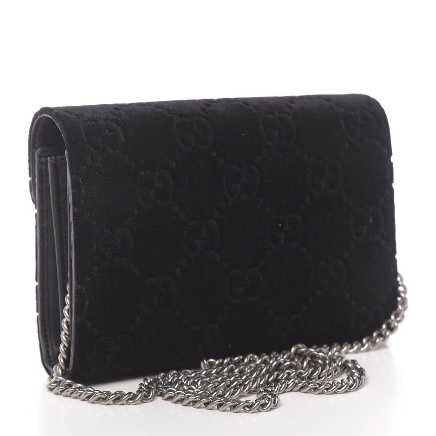 Velvet GG Monogram Mini Dionysus Chain Wallet Black