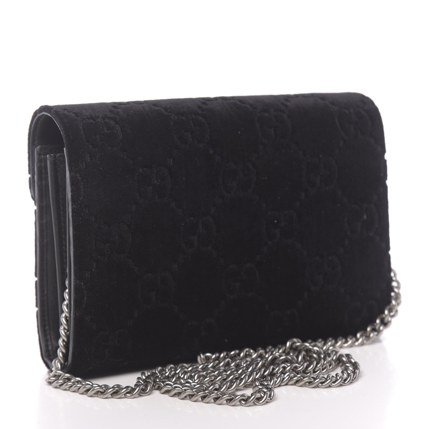 Gucci Velvet GG Monogram Mini Dionysus Chain Wallet Black 3 of 10