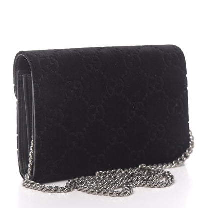 Gucci Velvet GG Monogram Mini Dionysus Chain Wallet Black 3 of 10