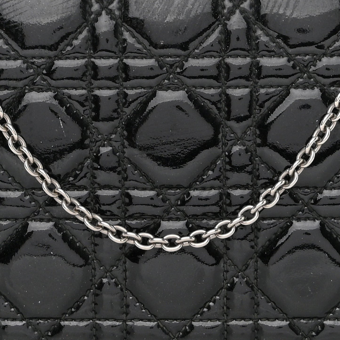 Patent Cannage Lady Dior Convertible Clutch Black