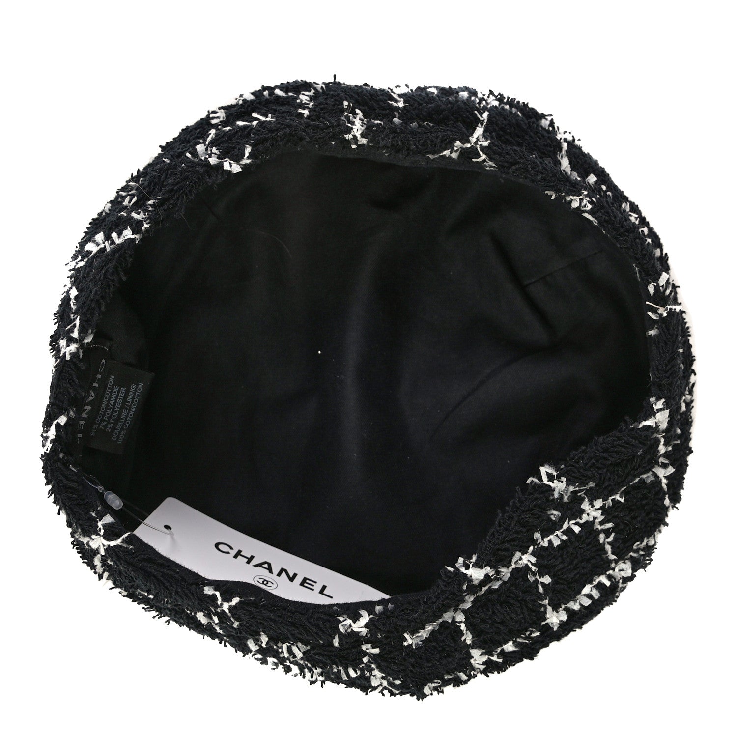 Chanel Cotton Tweed CC Beret S Black White 5 of 5