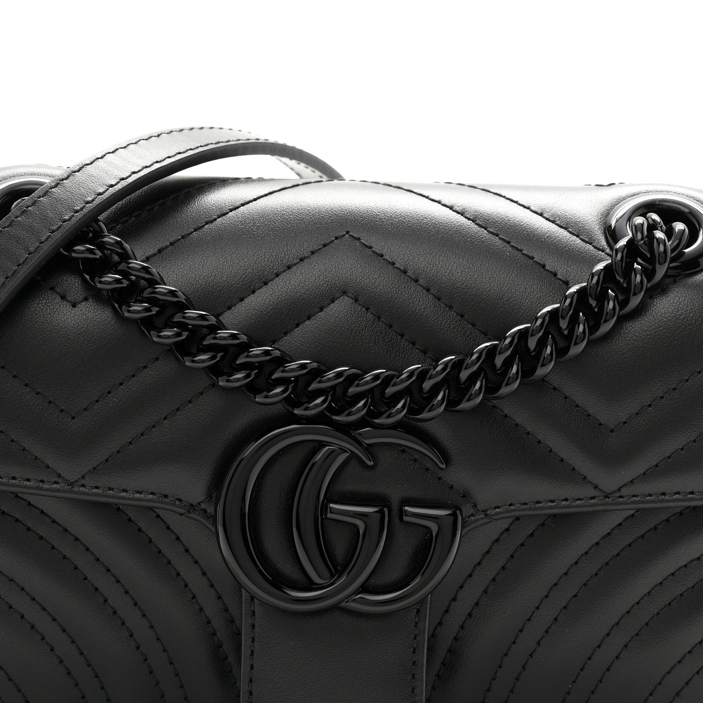 Calfskin Matelasse Monochrome Mini GG Marmont Shoulder Bag Black