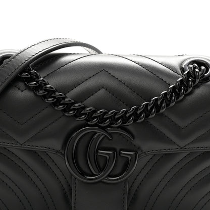 Gucci Calfskin Matelasse Monochrome Mini GG Marmont Shoulder Bag Black 8 of 11