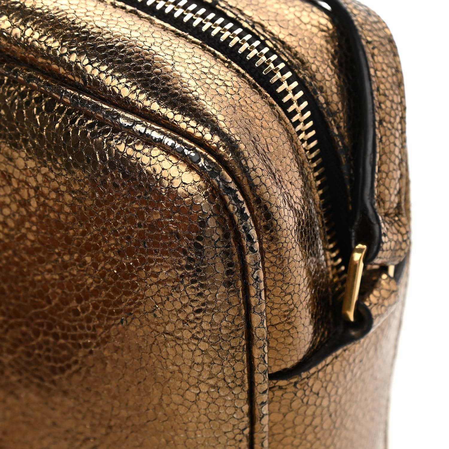 Saint Laurent Calfskin Lame Monogram Small Lou Camera Bag Gold Olive 14 of 15