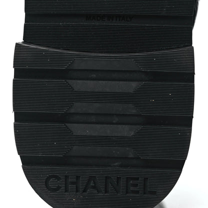 Chanel Shiny Calfskin Quilted Lace Up Combat Boots 38 Black 6 of 9