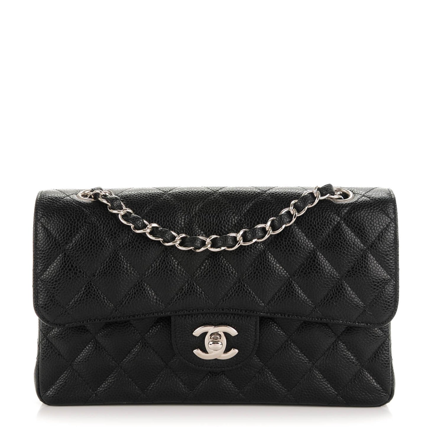 Caviar Quilted Small Double Flap Black