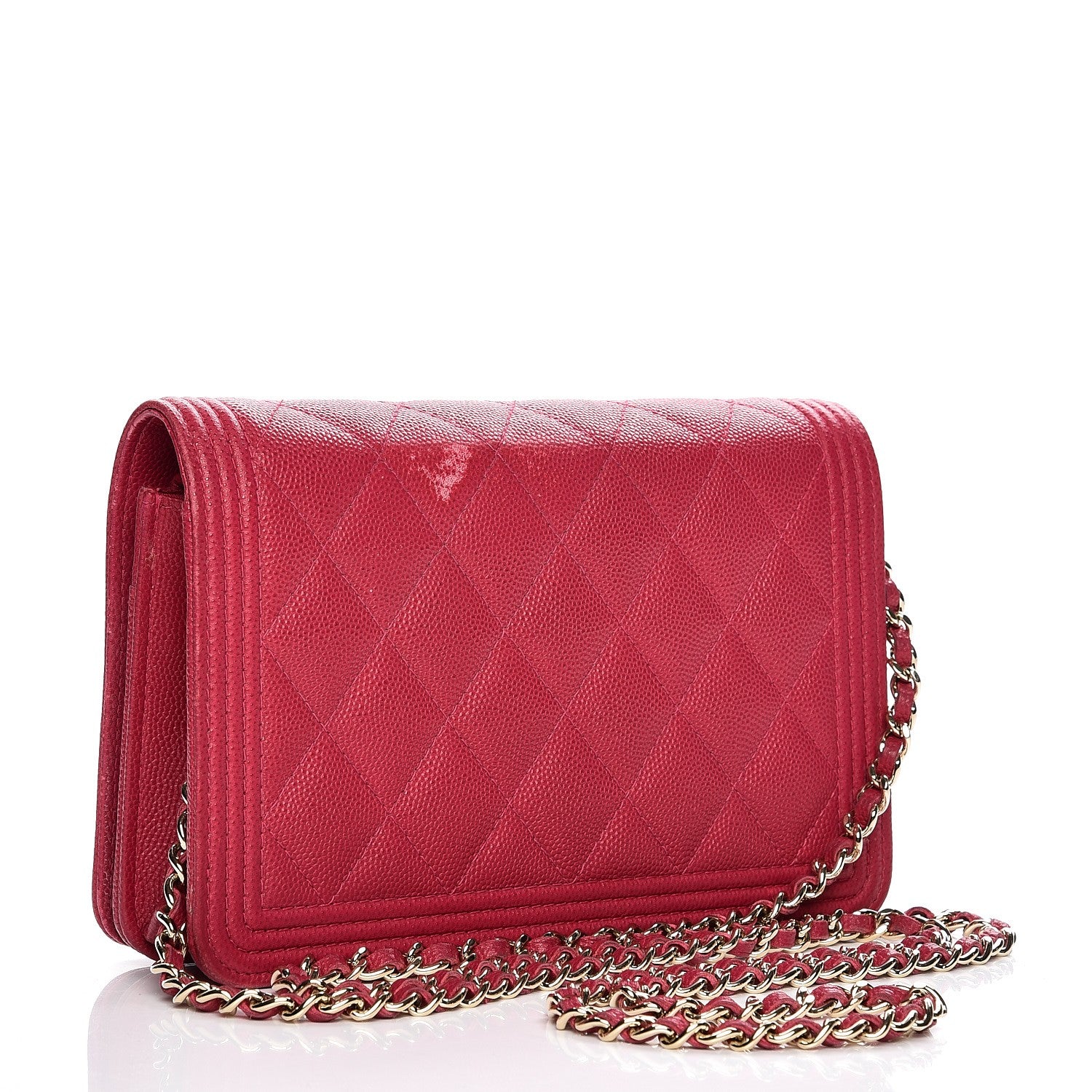 Chanel Caviar Quilted Boy Wallet On Chain WOC Fuchsia 3 of 14