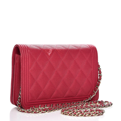 Chanel Caviar Quilted Boy Wallet On Chain WOC Fuchsia 3 of 14