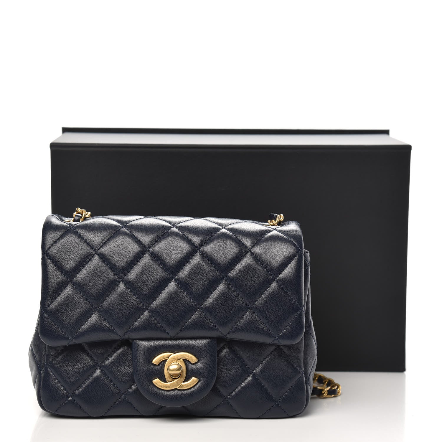 Chanel Lambskin Quilted Mini Pearl Crush Flap Navy Blue 11 of 11