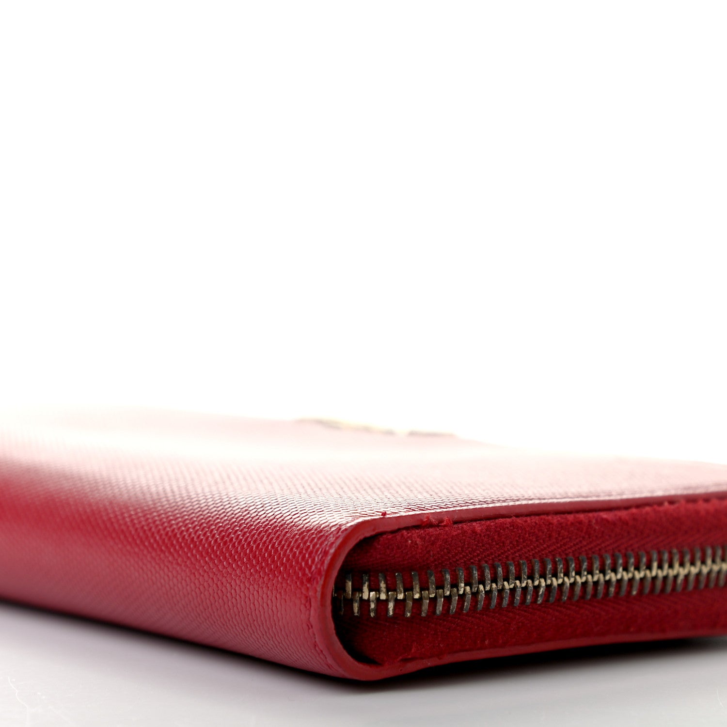 Fendi Textured Calfskin Zip Around Wallet Red 7 of 10