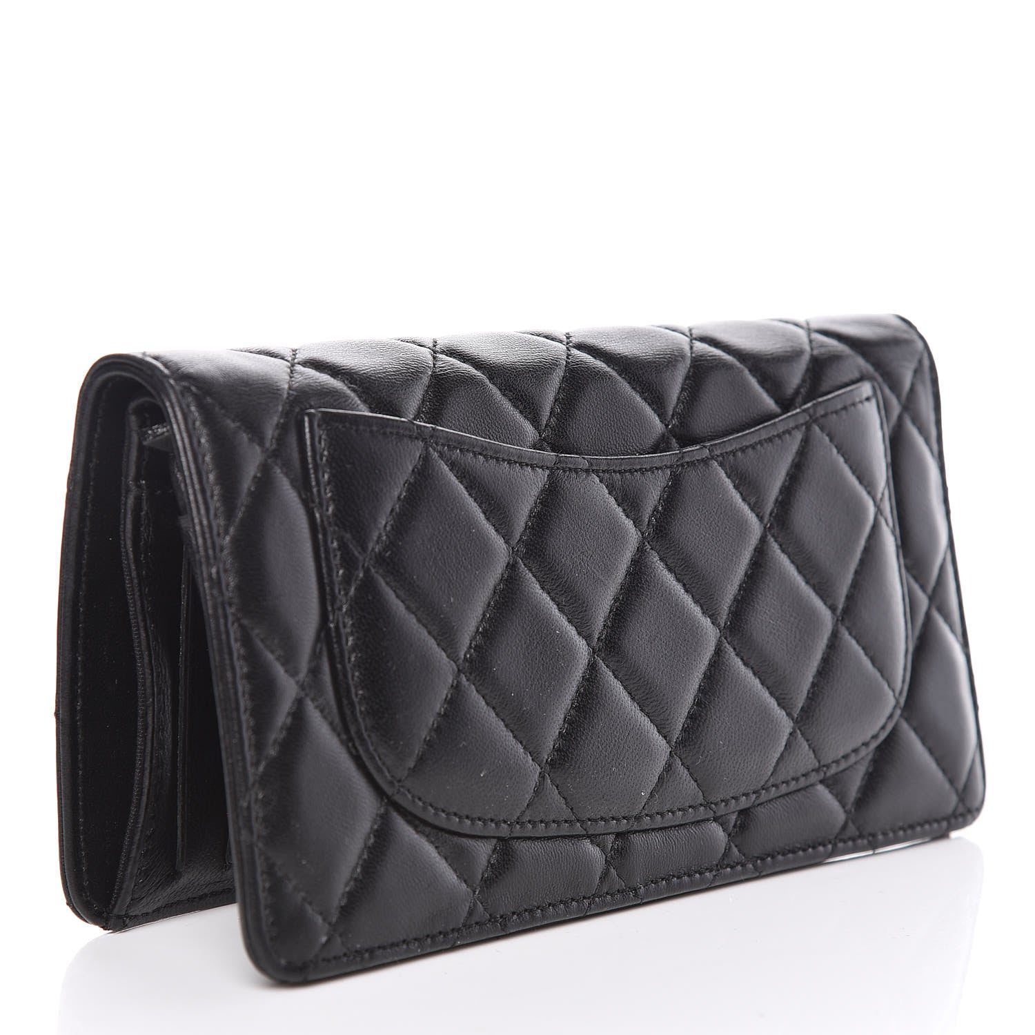 Chanel Lambskin Quilted Yen Wallet Black 3 of 11