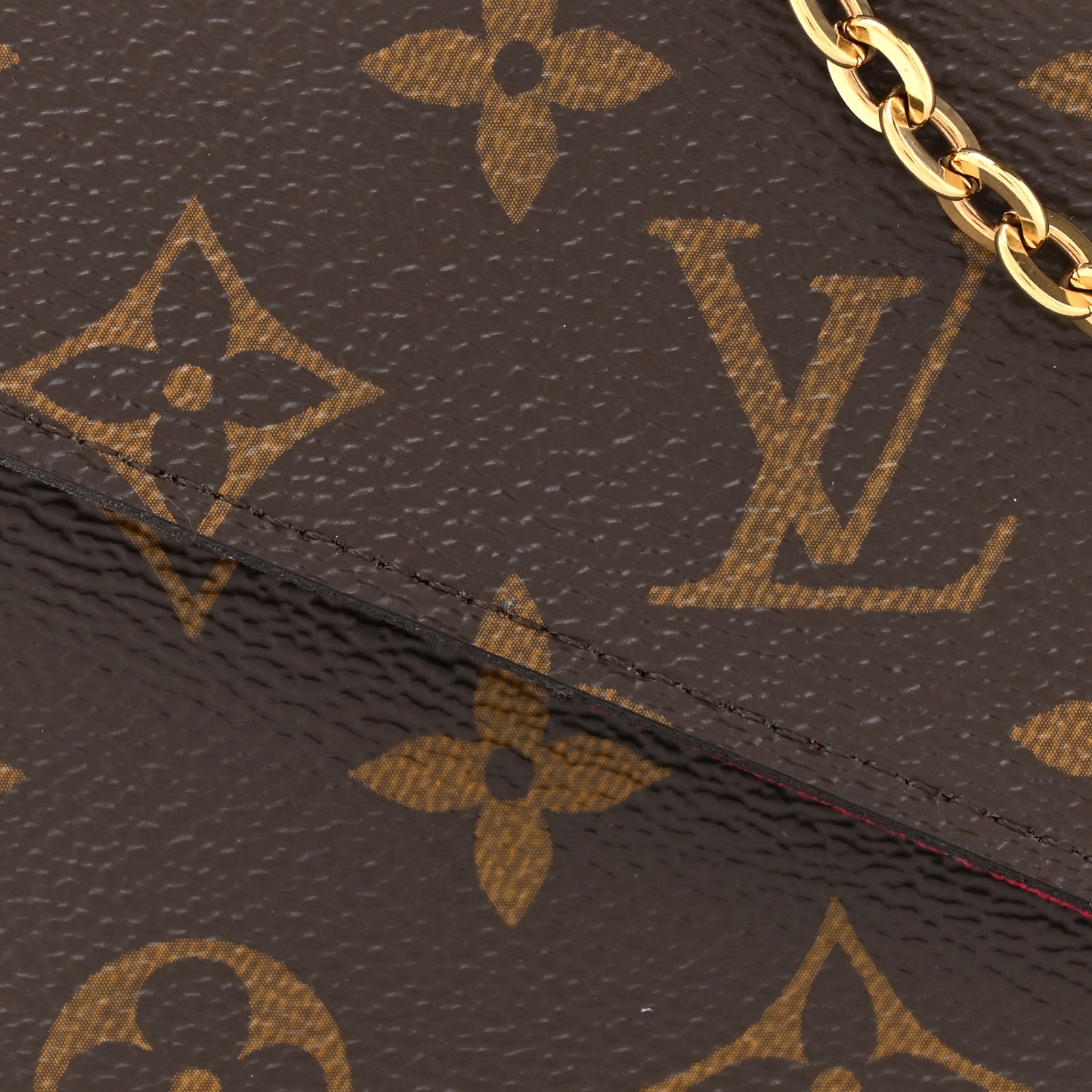 Monogram Pochette Felicie Chain Wallet Fuchsia
