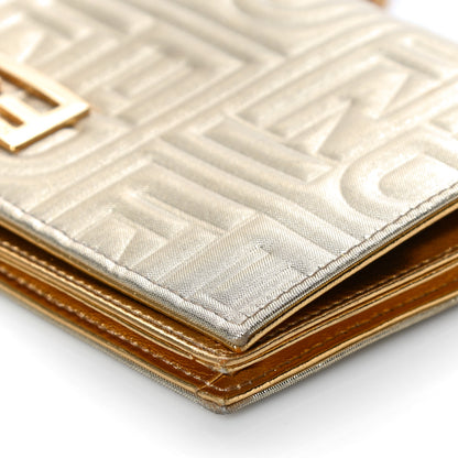Fendi Metallic Lurex Logo Embossed Long Wallet On Chain Gold 9 of 10