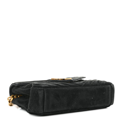 Saint Laurent Suede Matelasse Chevron Monogram Medium College Bag Black 4 of 11