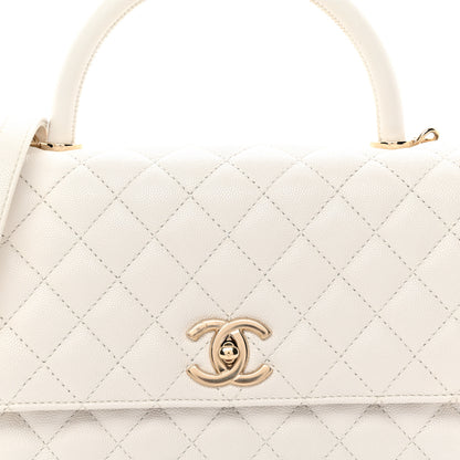 Chanel Caviar Quilted Small Coco Handle Flap White 8 of 11