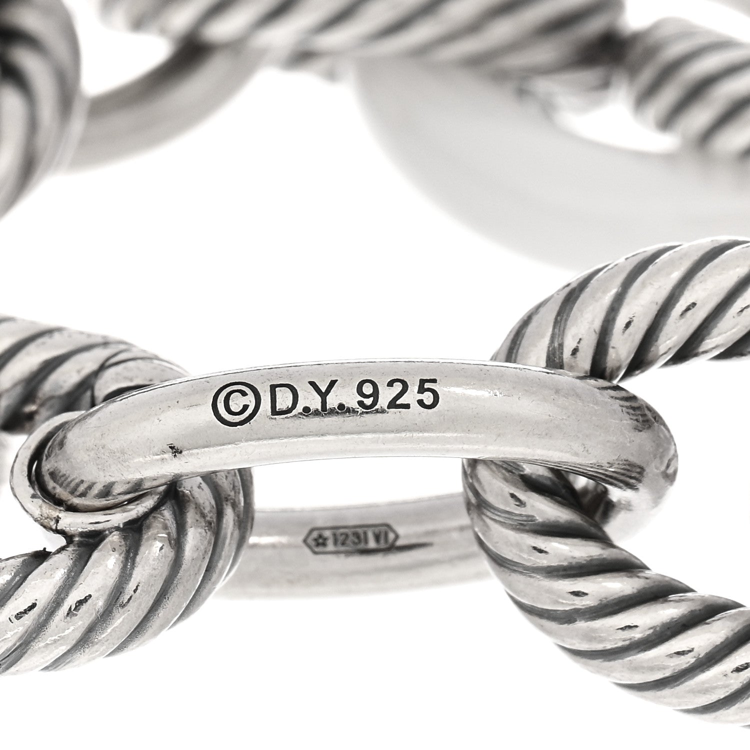 David Yurman Sterling Silver White Ceramic 17mm Extra Large Oval Link Bracelet 3 of 3