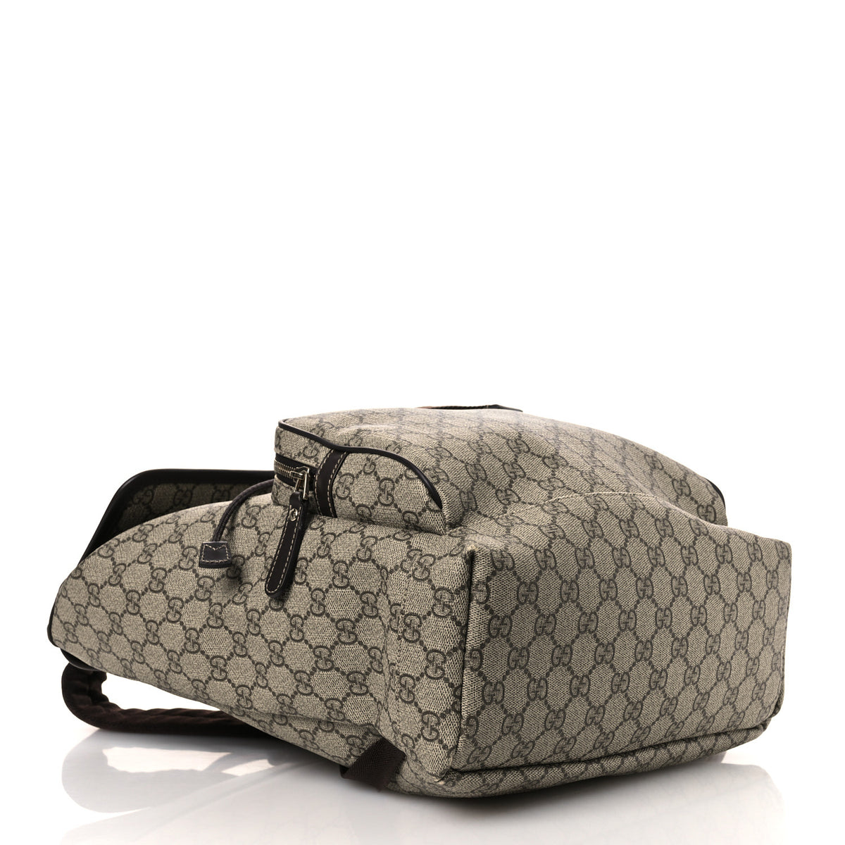 Gucci GG Supreme Monogram Medium Single Buckle Rucksack Backpack Beige Ebony Brown 4 of 17