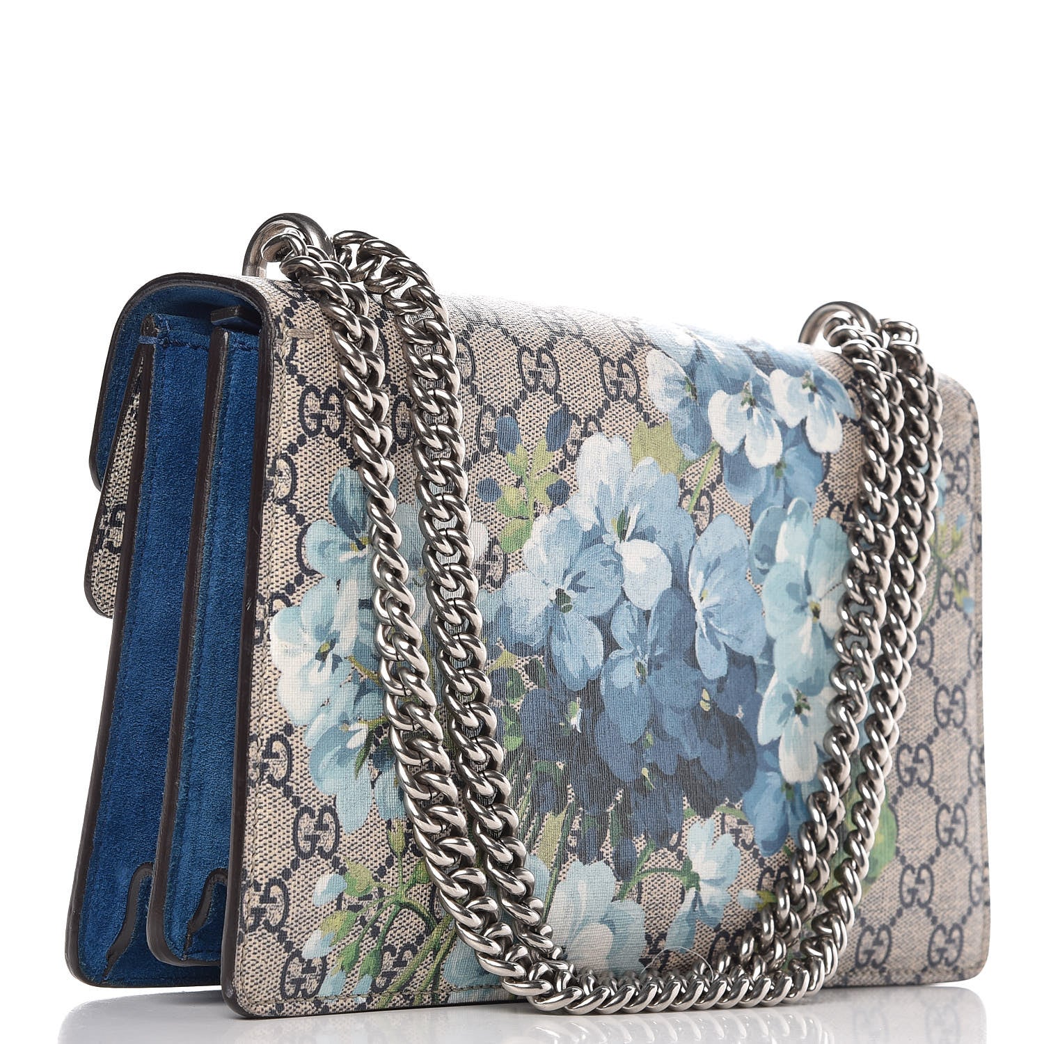 Gucci GG Supreme Monogram Blooms Small Dionysus Shoulder Bag Beige Navy Vintage Blue 3 of 9