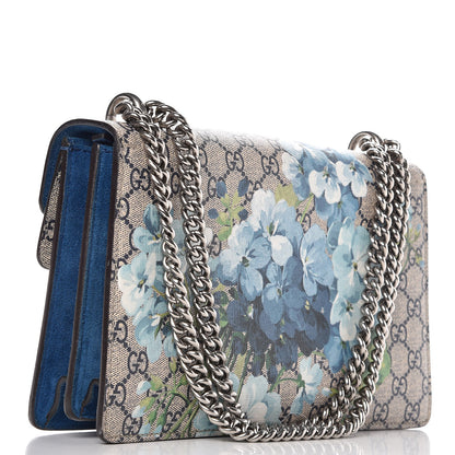 Gucci GG Supreme Monogram Blooms Small Dionysus Shoulder Bag Beige Navy Vintage Blue 3 of 9