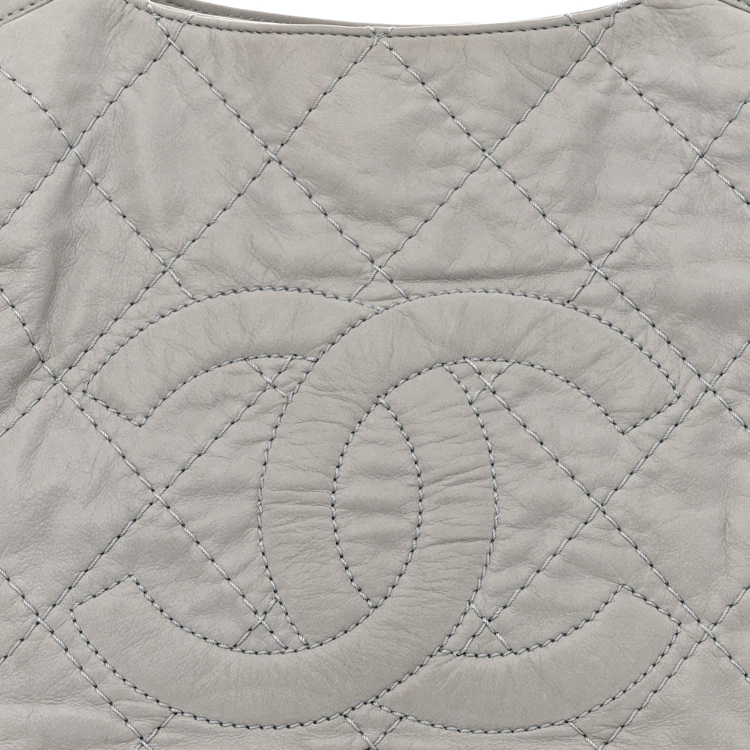 Chanel Iridescent Calfskin Diamond Stitched CC Shopping Tote Gris Clair 9 of 11