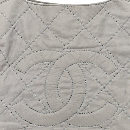 Chanel Iridescent Calfskin Diamond Stitched CC Shopping Tote Gris Clair 9 of 11