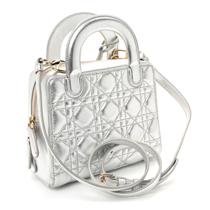 Christian Dior Metallic Lambskin Cannage Lily Tote Silver 3 of 9
