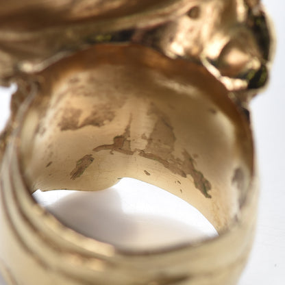 Saint Laurent Glass Cabochon Arty Ovale Ring 6 Gold Blue 6 of 6