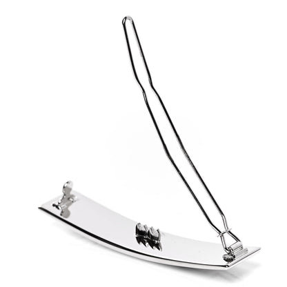 Chanel Metal Enamel Logo Hair Clip Silver 3 of 4