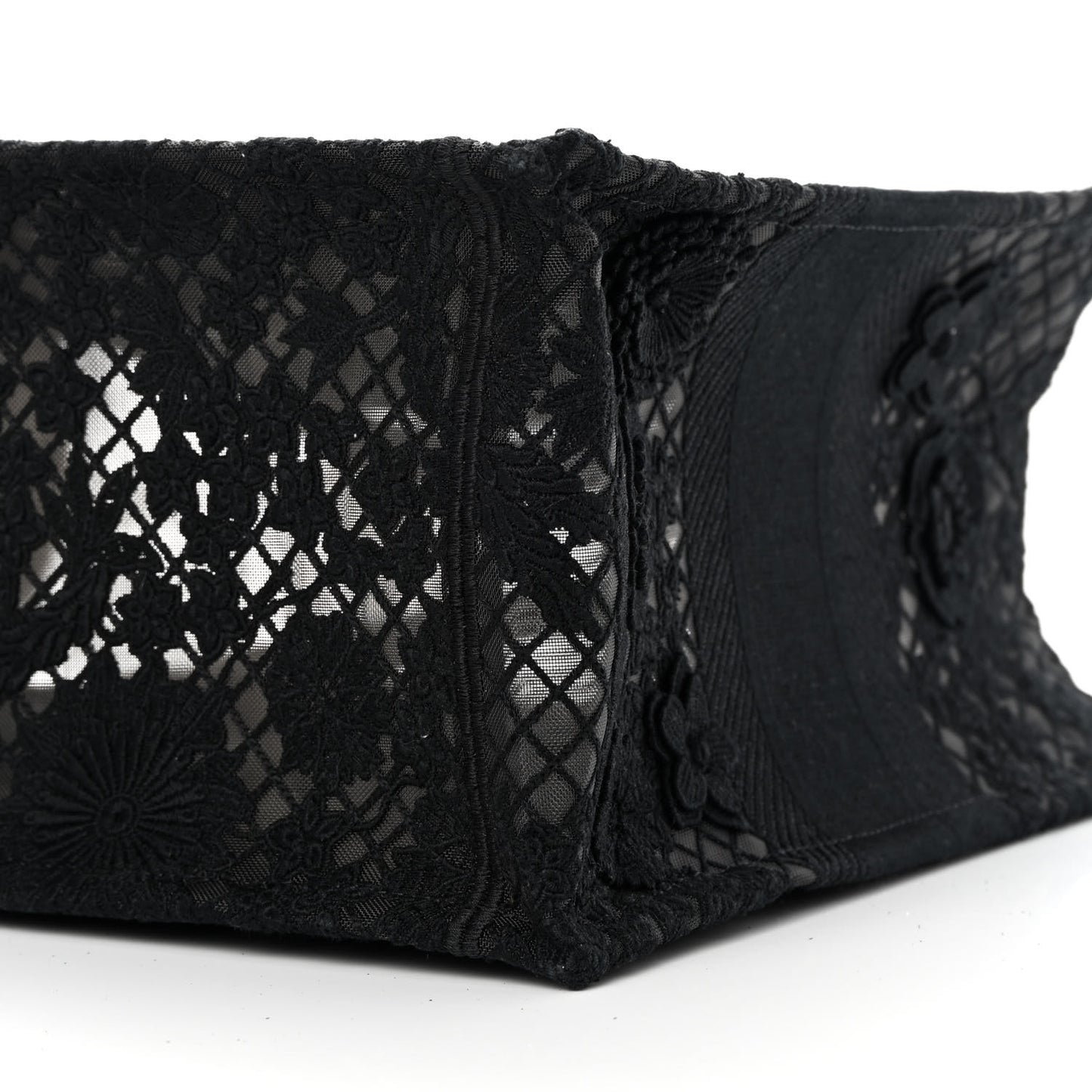 Embroidered D-Lace Medium Book Tote Black Multicolor