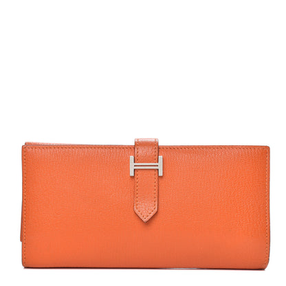 Hermes Chevre Mysore Tri-Fold Bearn Wallet Orange 1 of 8