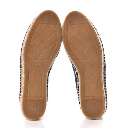 Chanel Velvet CC Espadrilles 39 Dark Navy Black 5 of 8