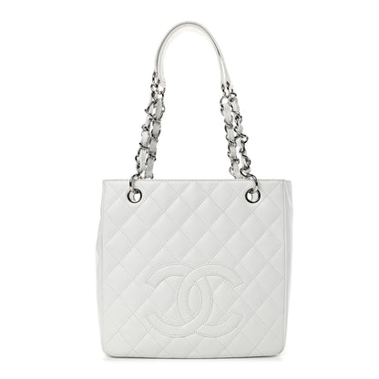 Chanel Caviar Quilted Petit Shopping Tote PST White 1 of 4