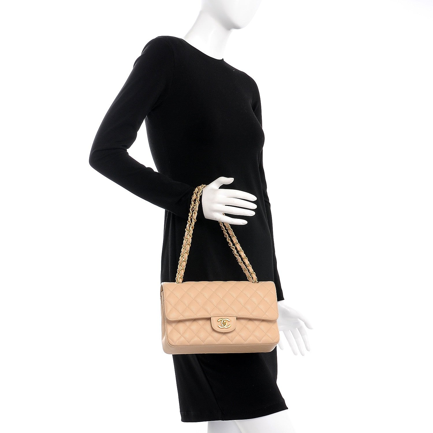 Chanel Caviar Quilted Medium Double Flap Beige Clair 2 of 8