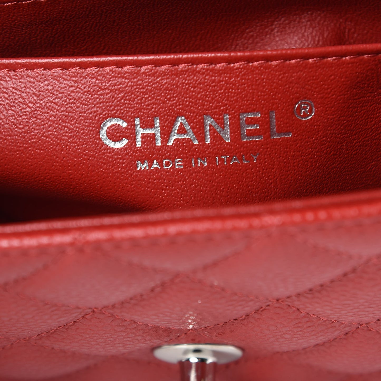 Caviar Quilted Mini Rectangular Flap Red