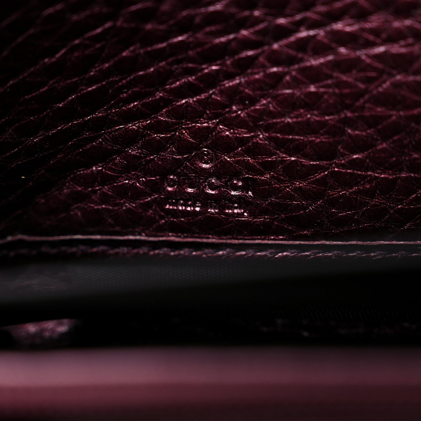 Metallic Cellarius Calfskin Soho Zip Around Wallet Classic Burgundy