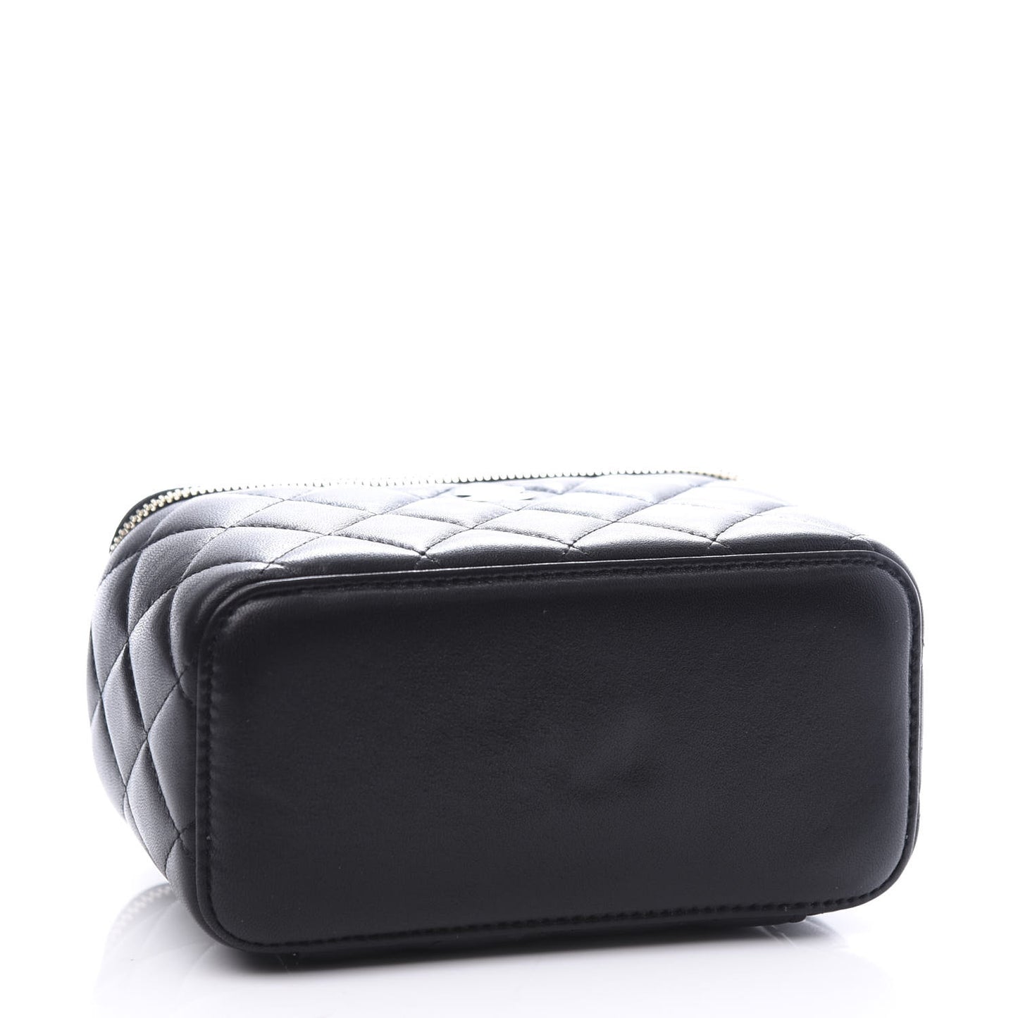 Lambskin Quilted Small Vanity Case With Chain Black