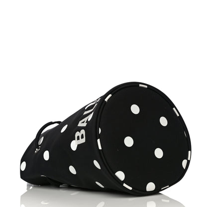 Balenciaga Recycled Sport Nylon Polka Dot Logo Embroidered Wheel Drawstring Bucket Bag XS Black White 4 of 9