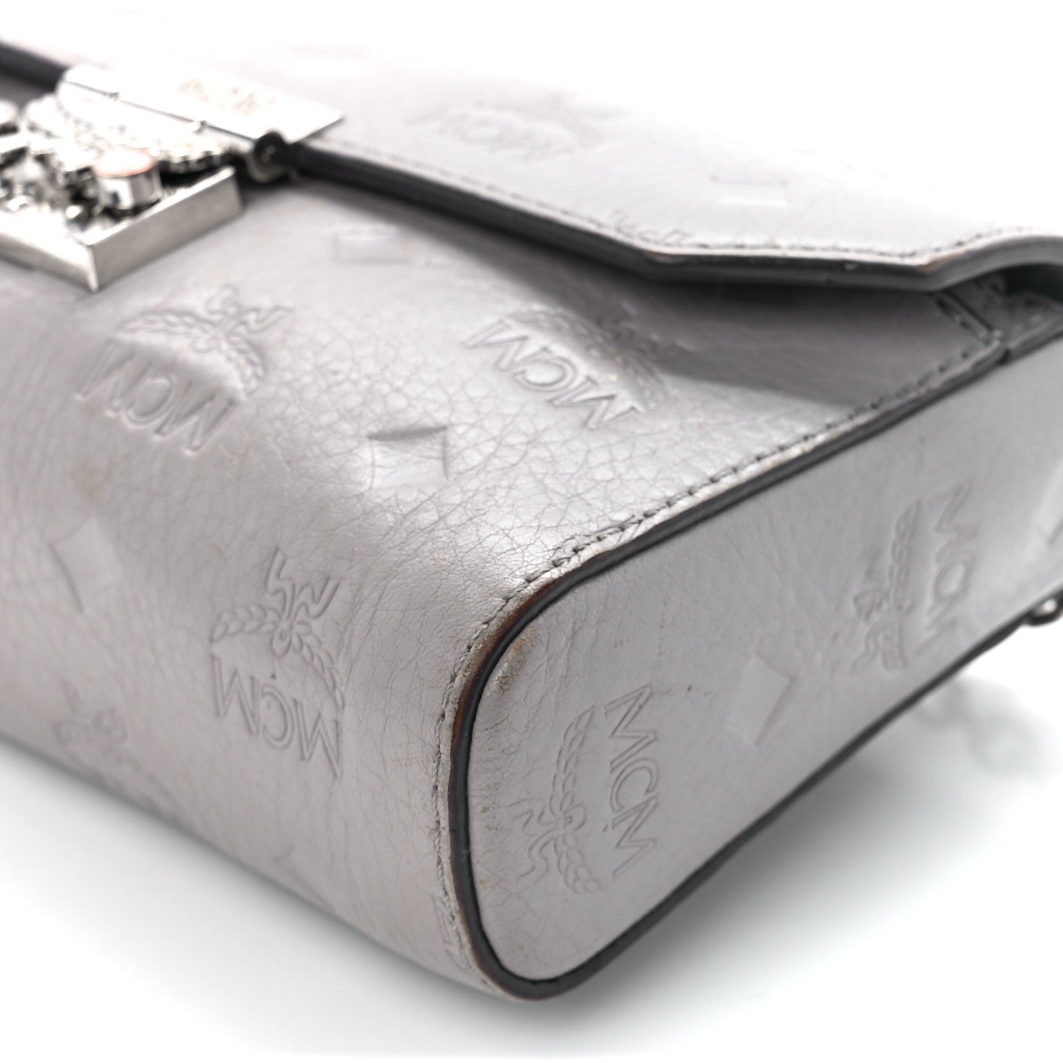 MCM Calfskin Ottomar Wallet On Chain Grey 9 of 9
