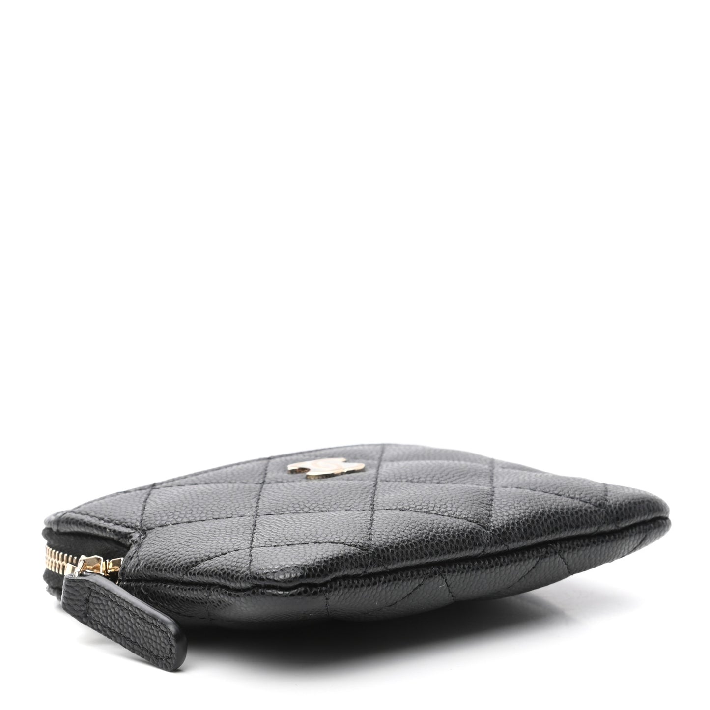 Caviar Quilted Zip Card Holder Wallet Black
