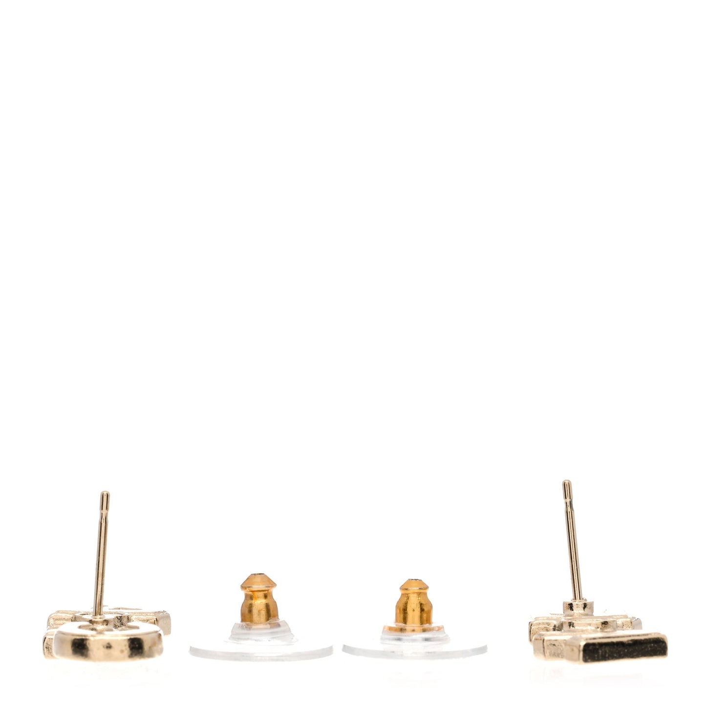 Crystal Cha-Nel Logo Earrings Gold