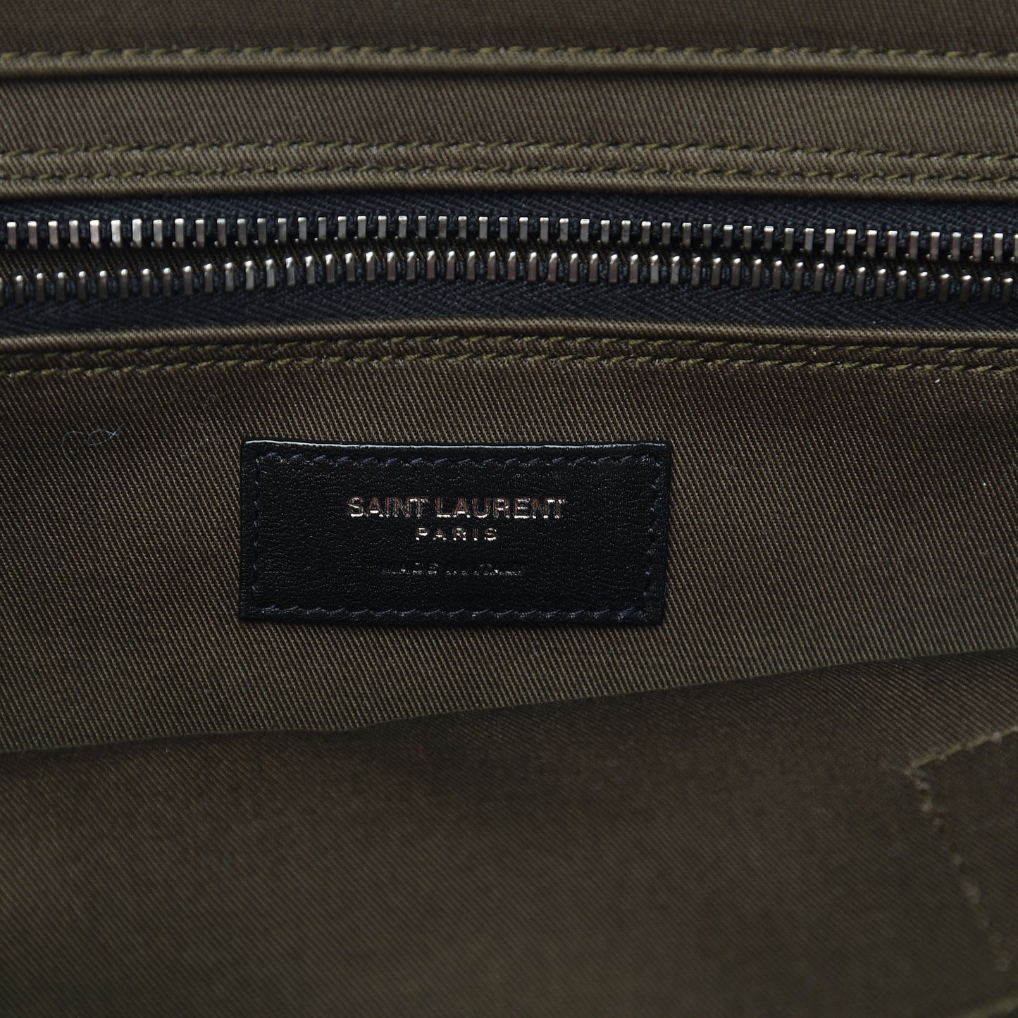 Linen Calfskin Rive Gauche Tote Khaki