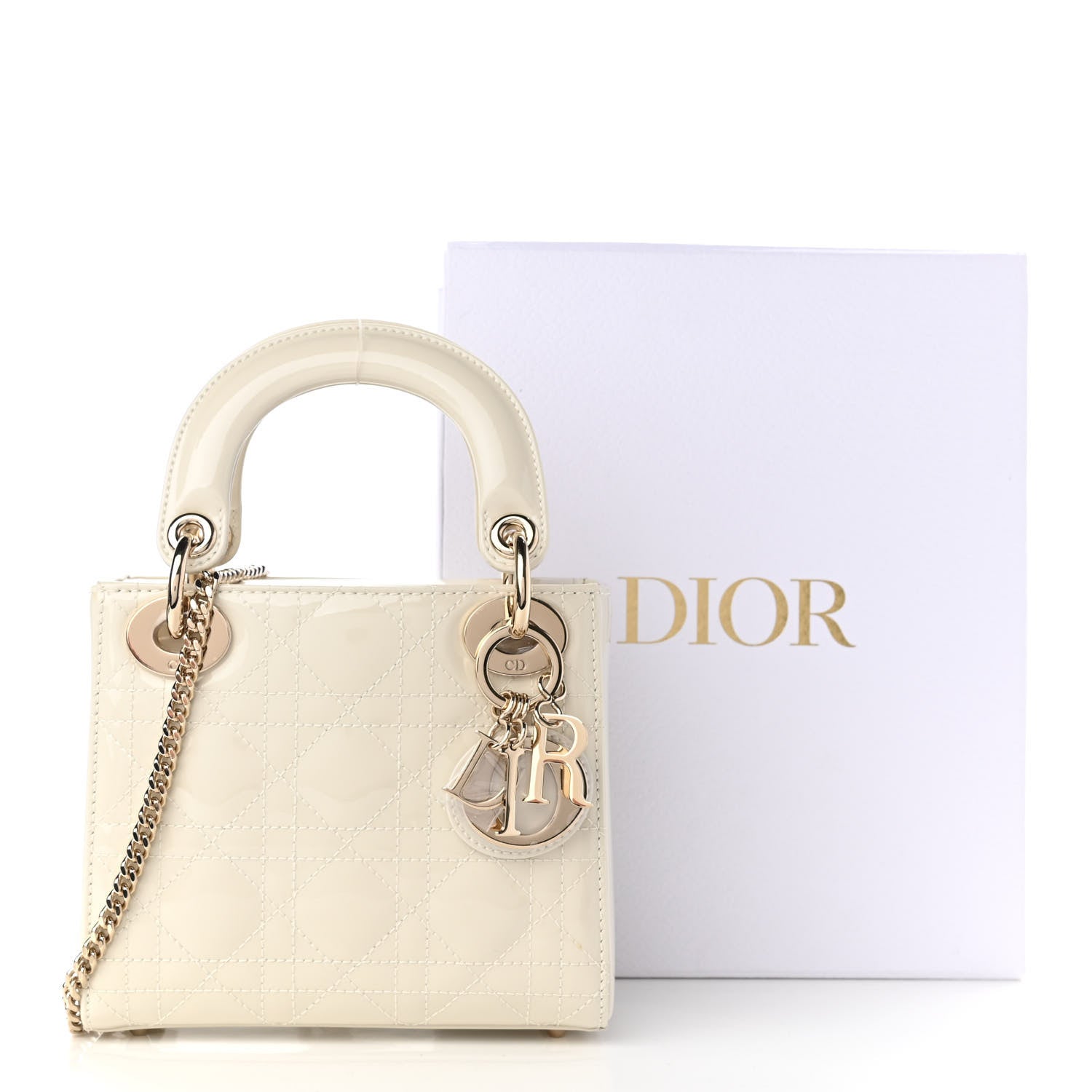 Christian Dior Patent Cannage Mini Lady Dior Ivory 9 of 9